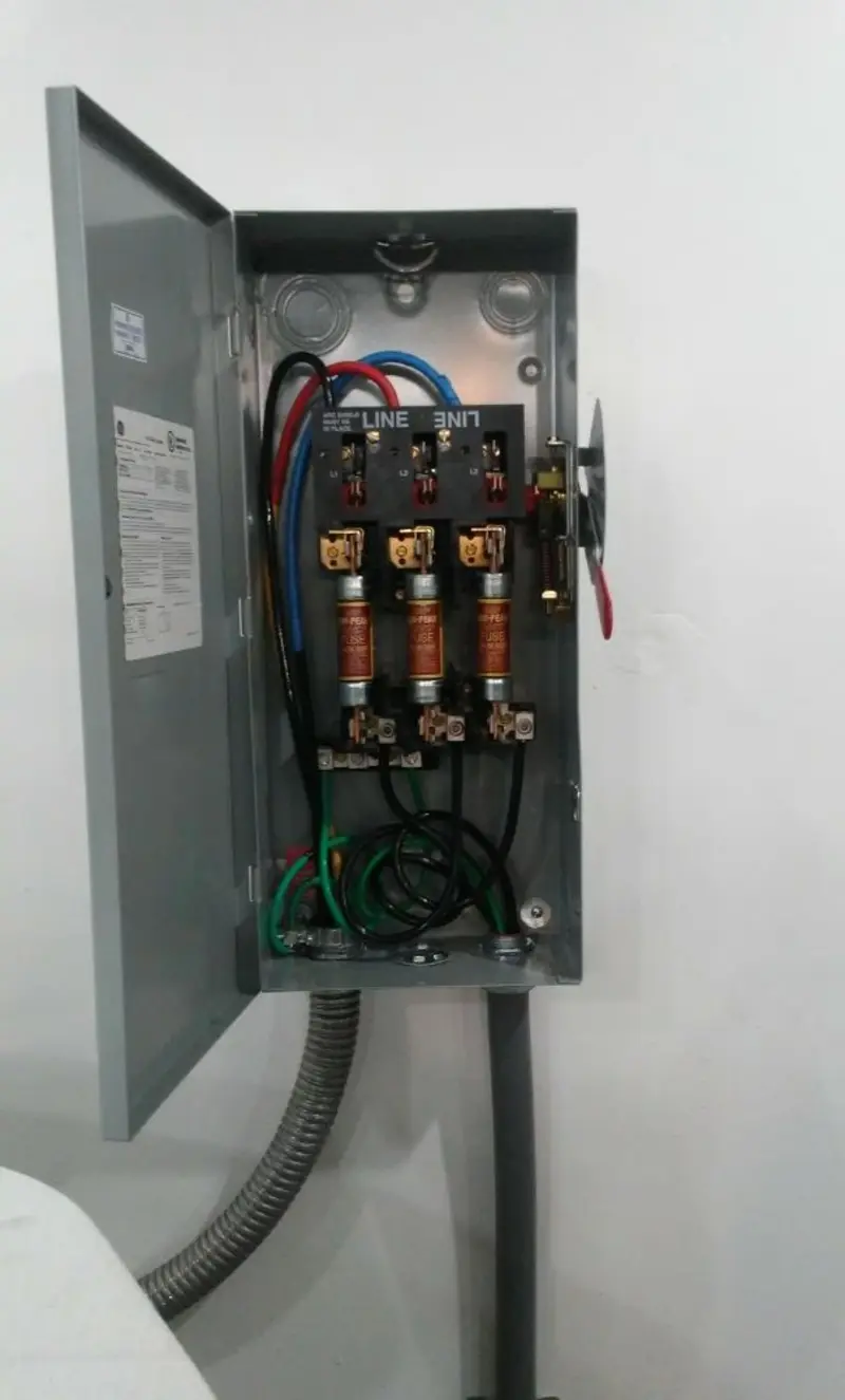 Three-phase disconnect switch installed for Smoke Detector Installation in Boylston
